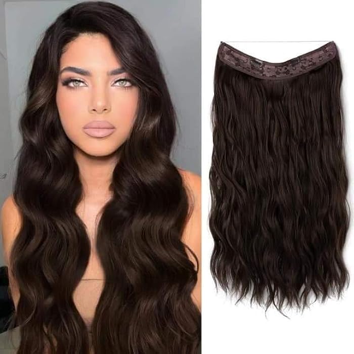 DILLARDS U Part Wig Dark Brown Hair Extension With Clips For Easy Installation And Fixing Curly Heat Fiber Wig For Daily Wear - Image 1